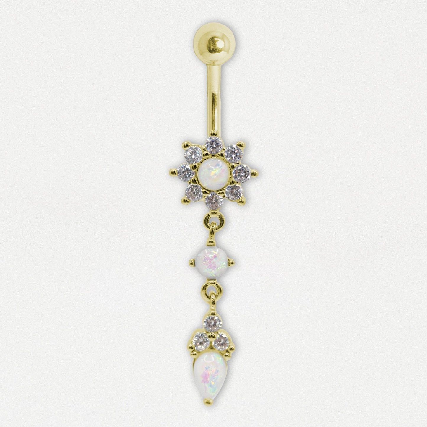Navel Bar with Opal Bloom