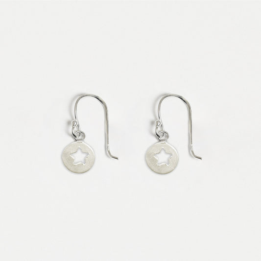 Silver Star Drop Earrings