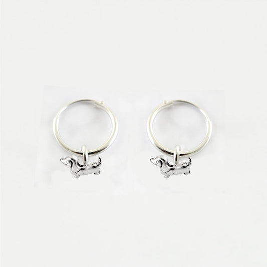 Silver Dachshund Delight Hoops - 12mm