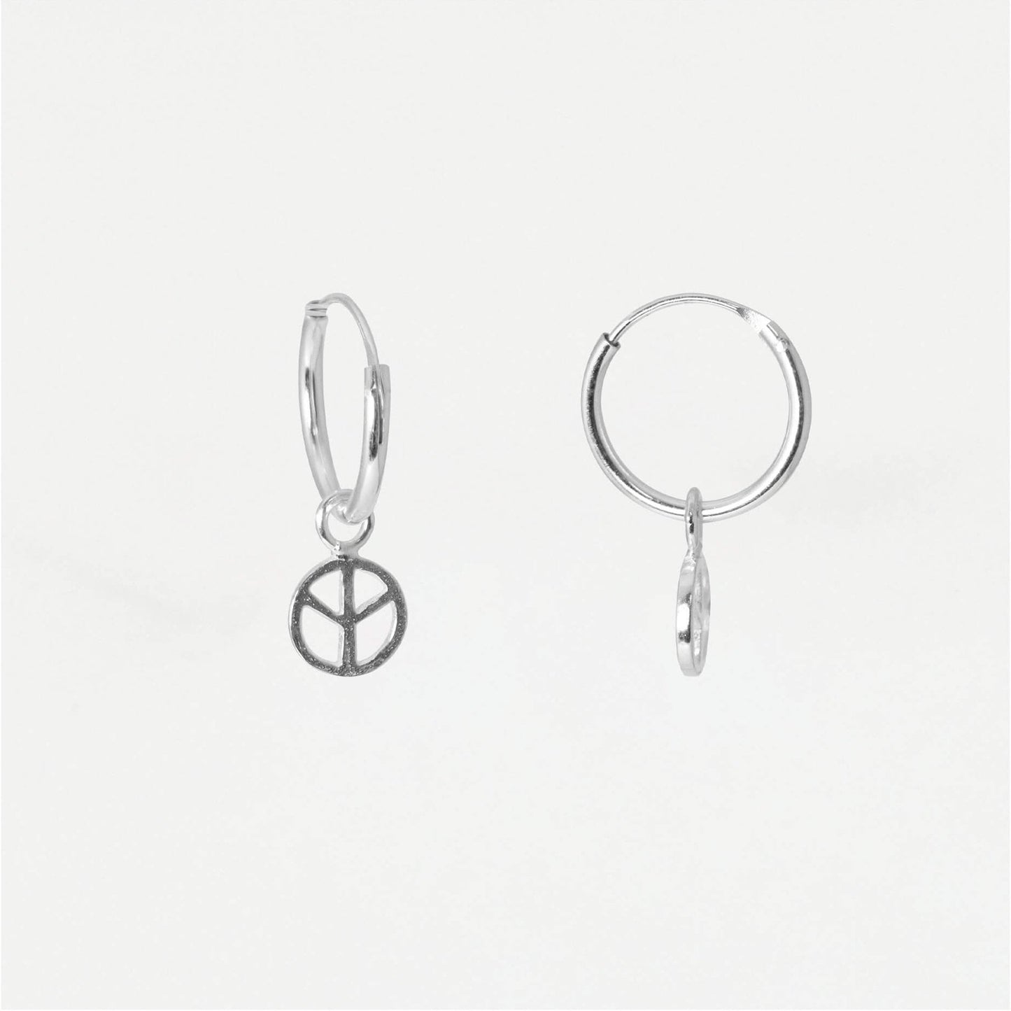 Silver Peace Sign Hoops - 12mm