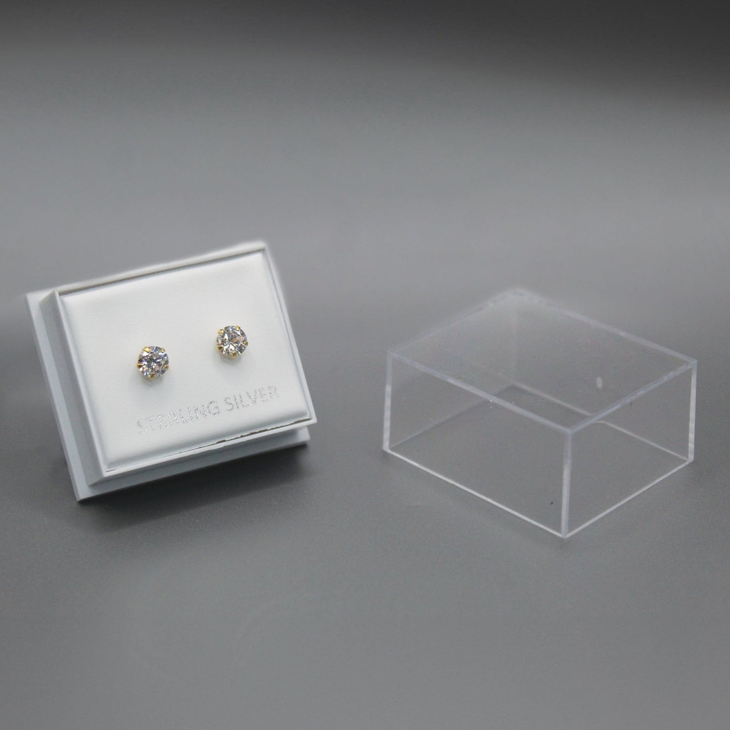 Boxed Gold Round Clear CZ Studs - 5mm