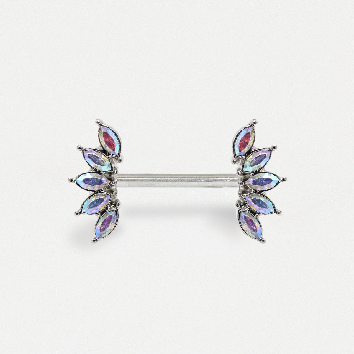 Steel AB Crystal Petal Nipple Bar