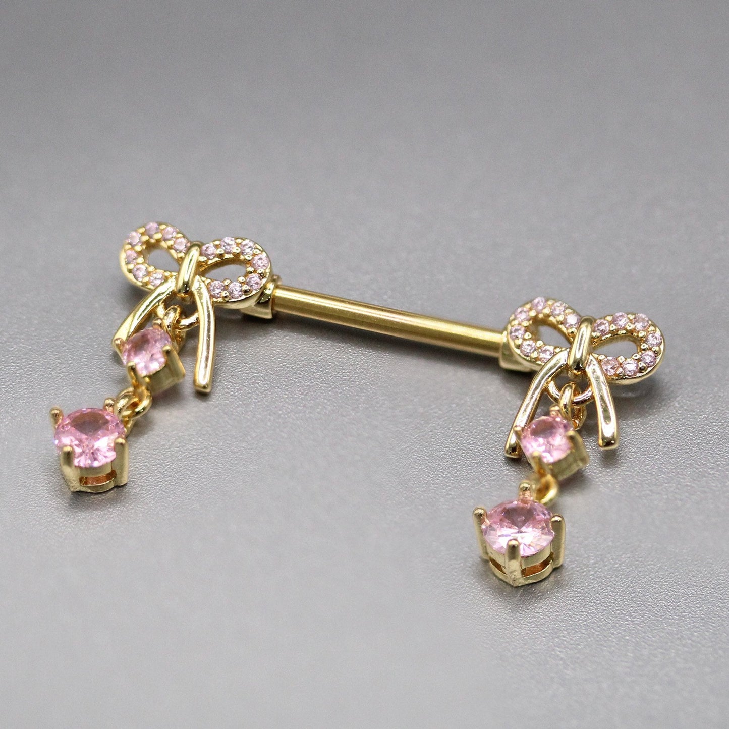 Gold PVD Steel Love Knot Nipple Bar