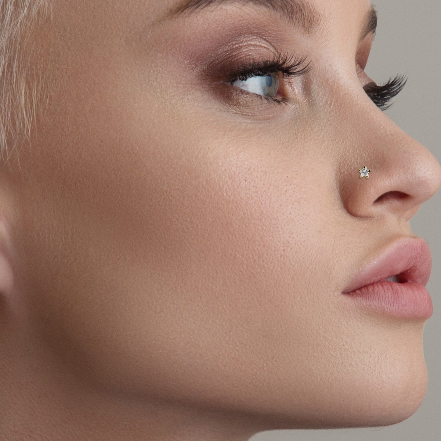 Gold Plated Silver Clear Clawset Star Nose Pins - 3mm