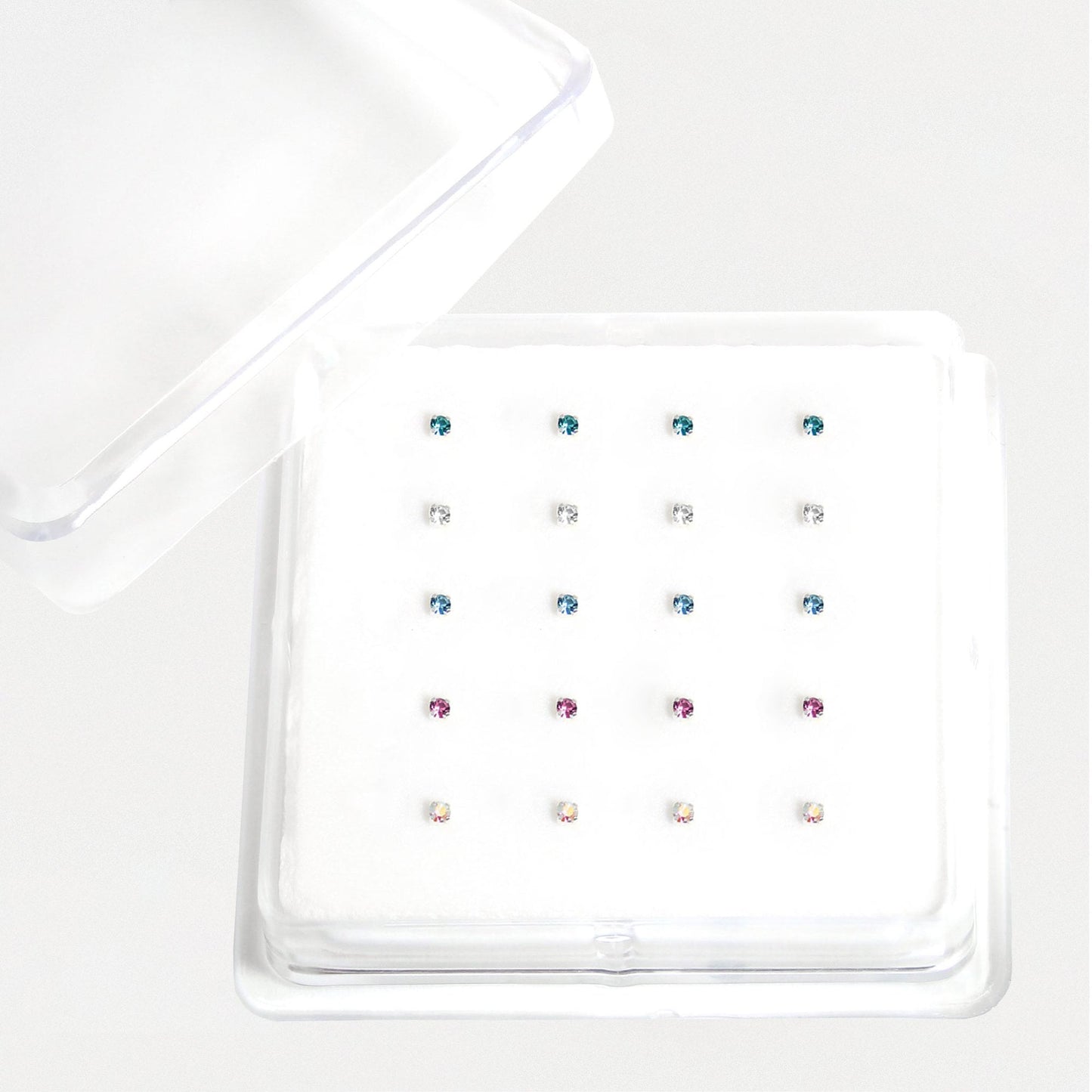Silver Round Clawset Nose Pins - 1.5mm, Assorted Colours