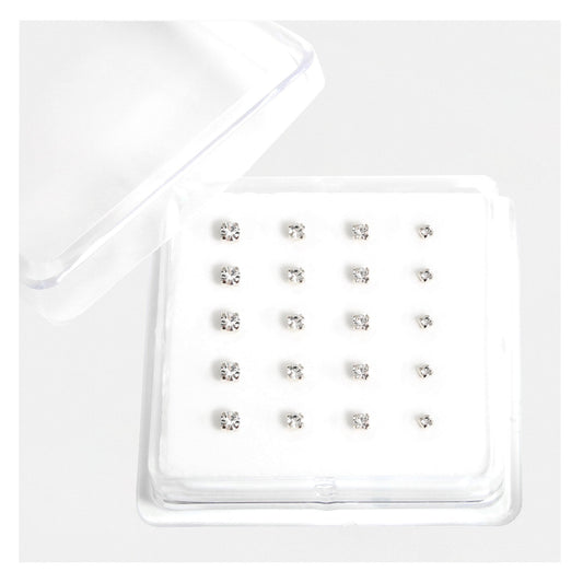 Silver Clear Clawset Nose Pins - Various Sizes
