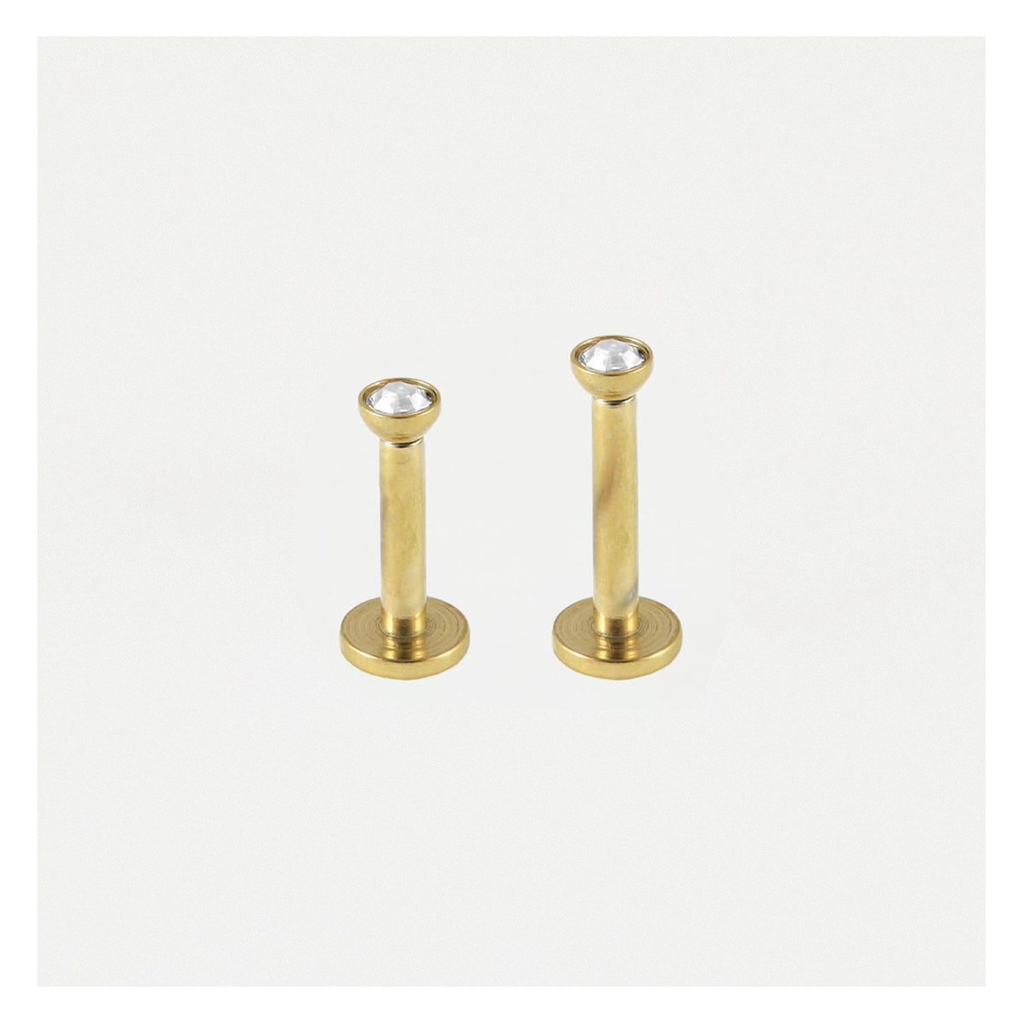 Gold PVD Steel Bezel-Set Gem Labret - 1.2mm - Internally Threaded
