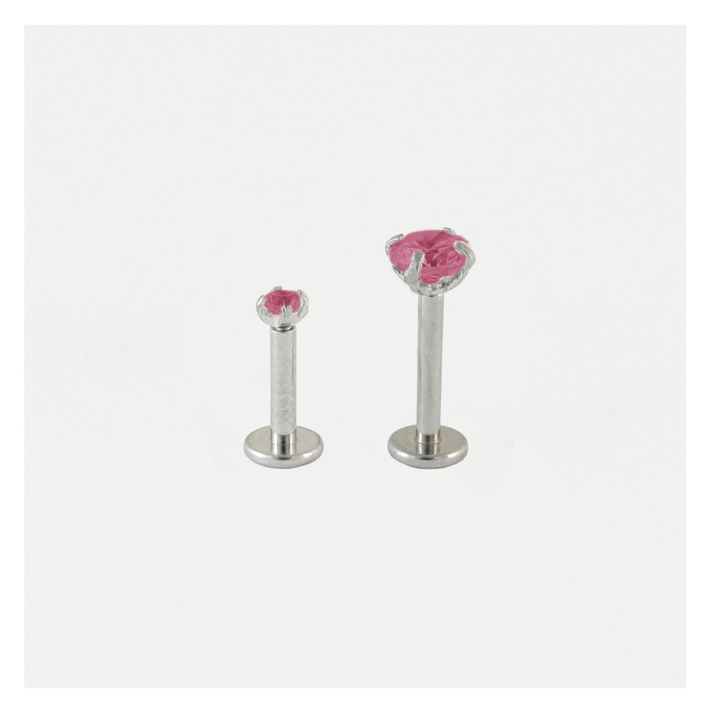Steel Clawset Jewelled Round Labret - 1.2mm - Internally Threaded - Multi-Size Gem Tops