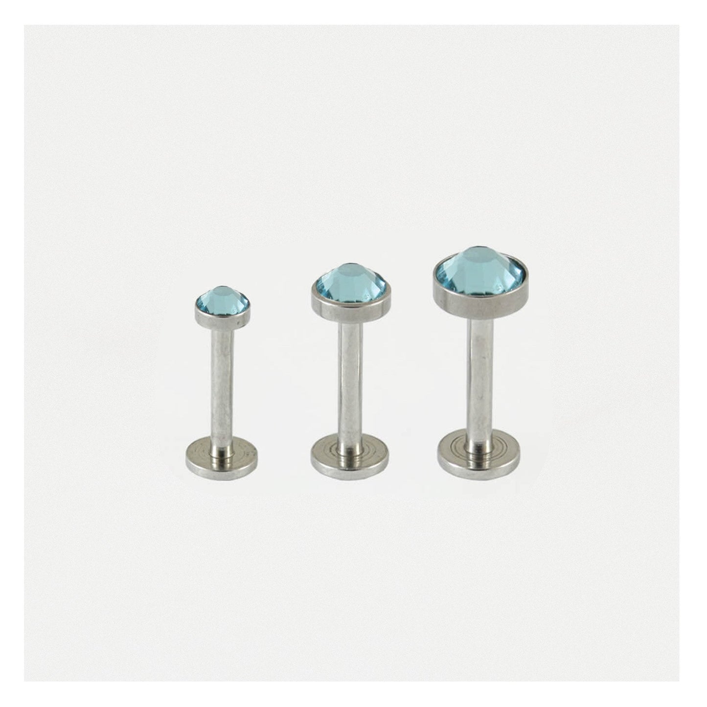 Steel Bezel-set Cabochon Labret - 1.2mm - Internally Threaded - Multi-Size Gem Tops