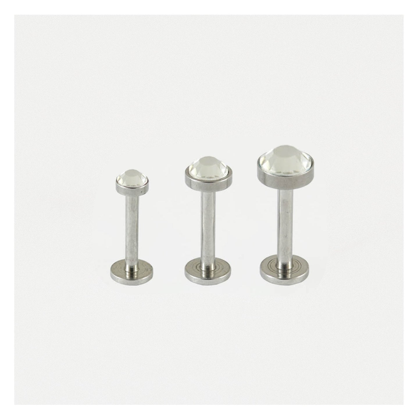 Steel Bezel-set Cabochon Labret - 1.2mm - Internally Threaded - Multi-Size Gem Tops