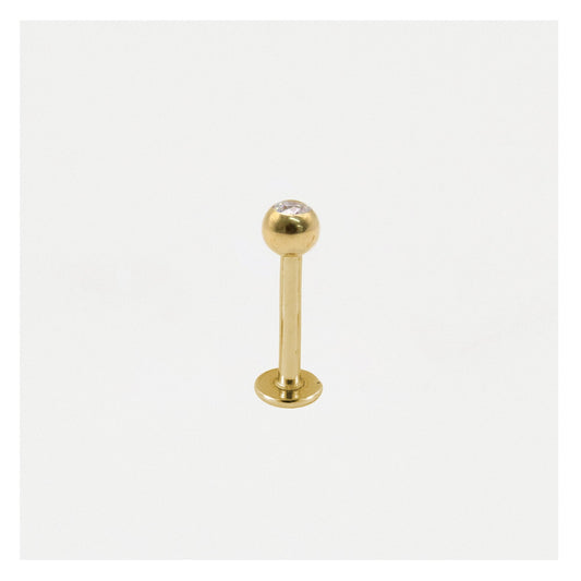 Gold PVD Steel Clear Jewelled Labret - 1.2mm