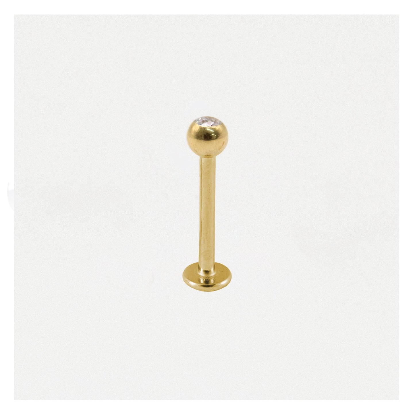 Gold PVD Steel Clear Jewelled Labret - 1.2mm