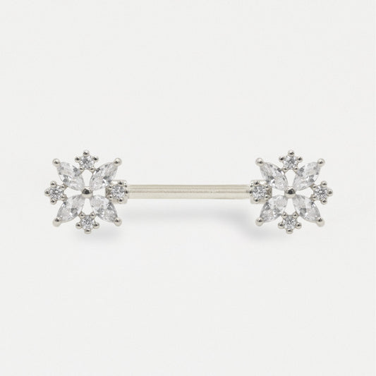 Steel Bloom Crystal Nipple Bar