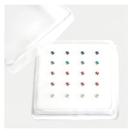 Gold Plated Silver Round Clawset Nose Stud - 2mm, Assorted Colours