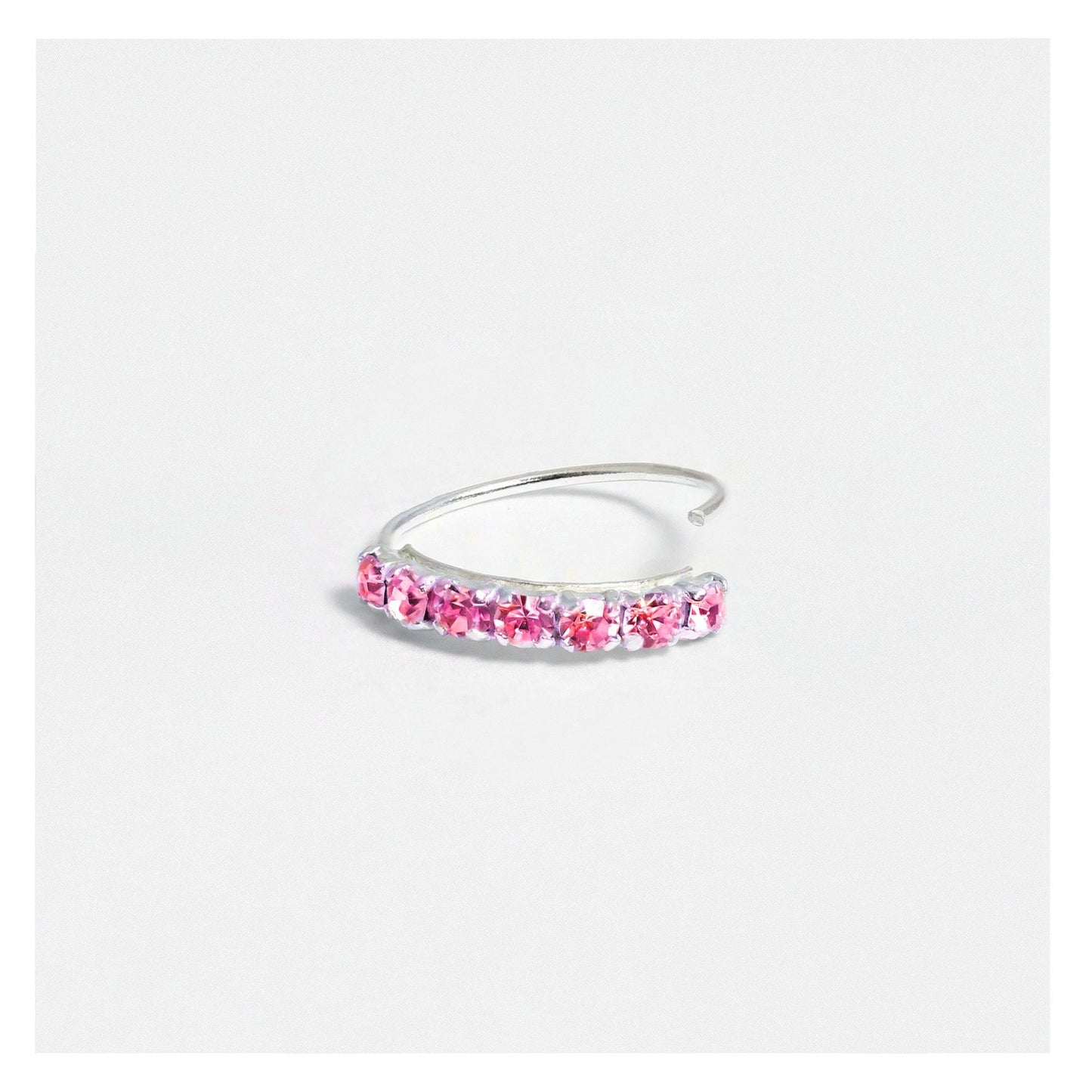 Silver Crystal Kisses Nose Ring - 8mm & 10mm, Assorted Colours