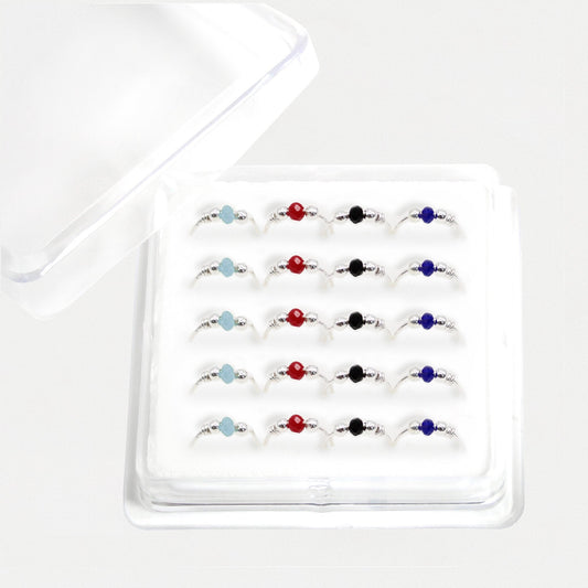 Silver Gemstone Aura Nose Ring - 10mm