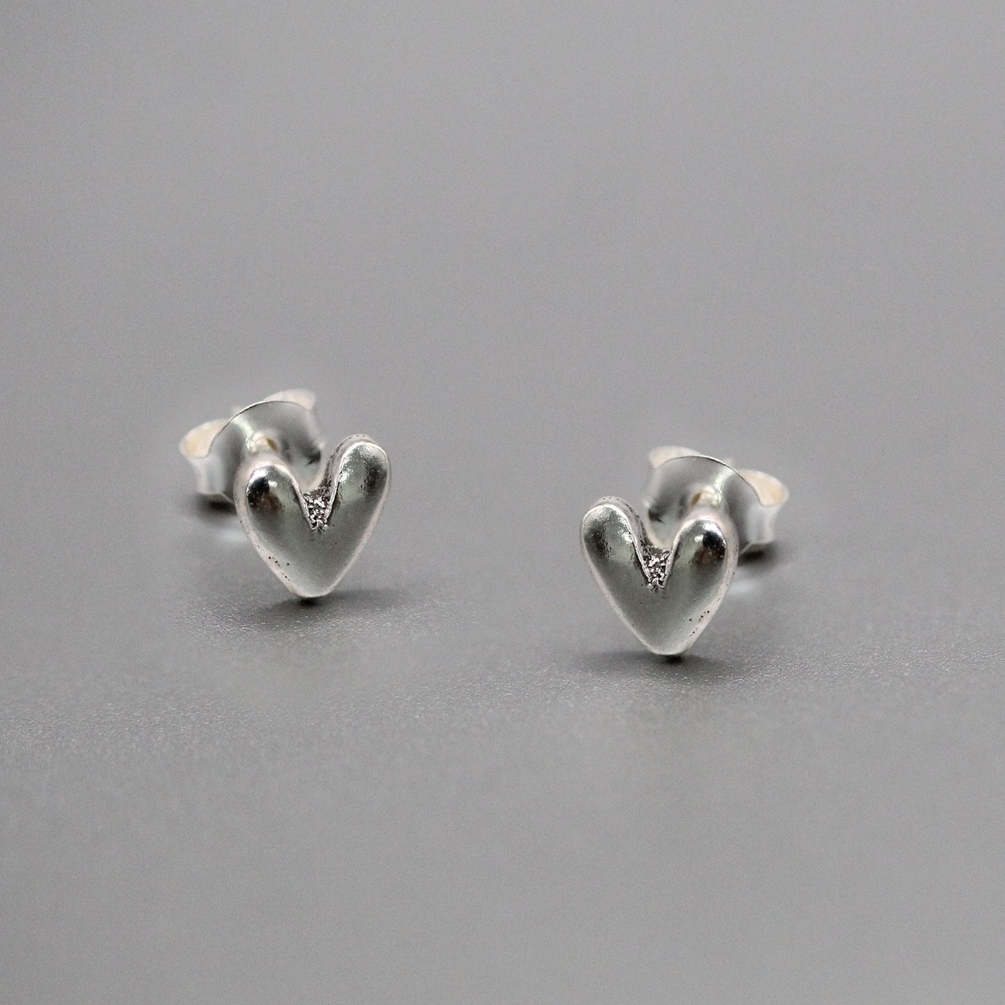 Silver Bubble Heart Ear Studs