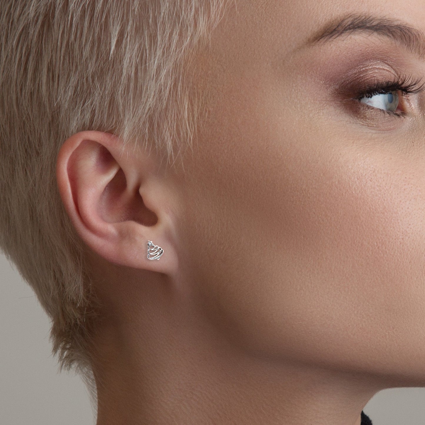 Silver Christmas Tree Ear Studs