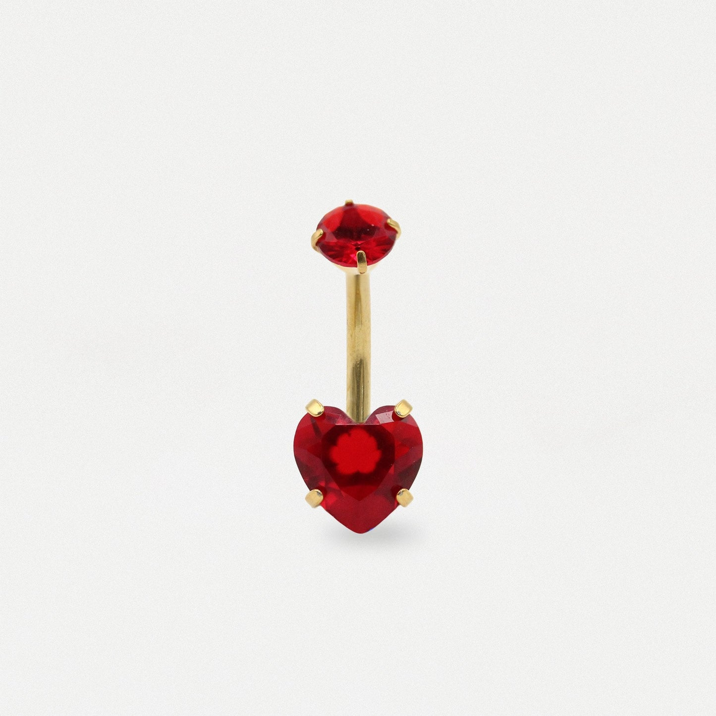 Gold PVD Steel Crown Jewel Heart Belly Bar