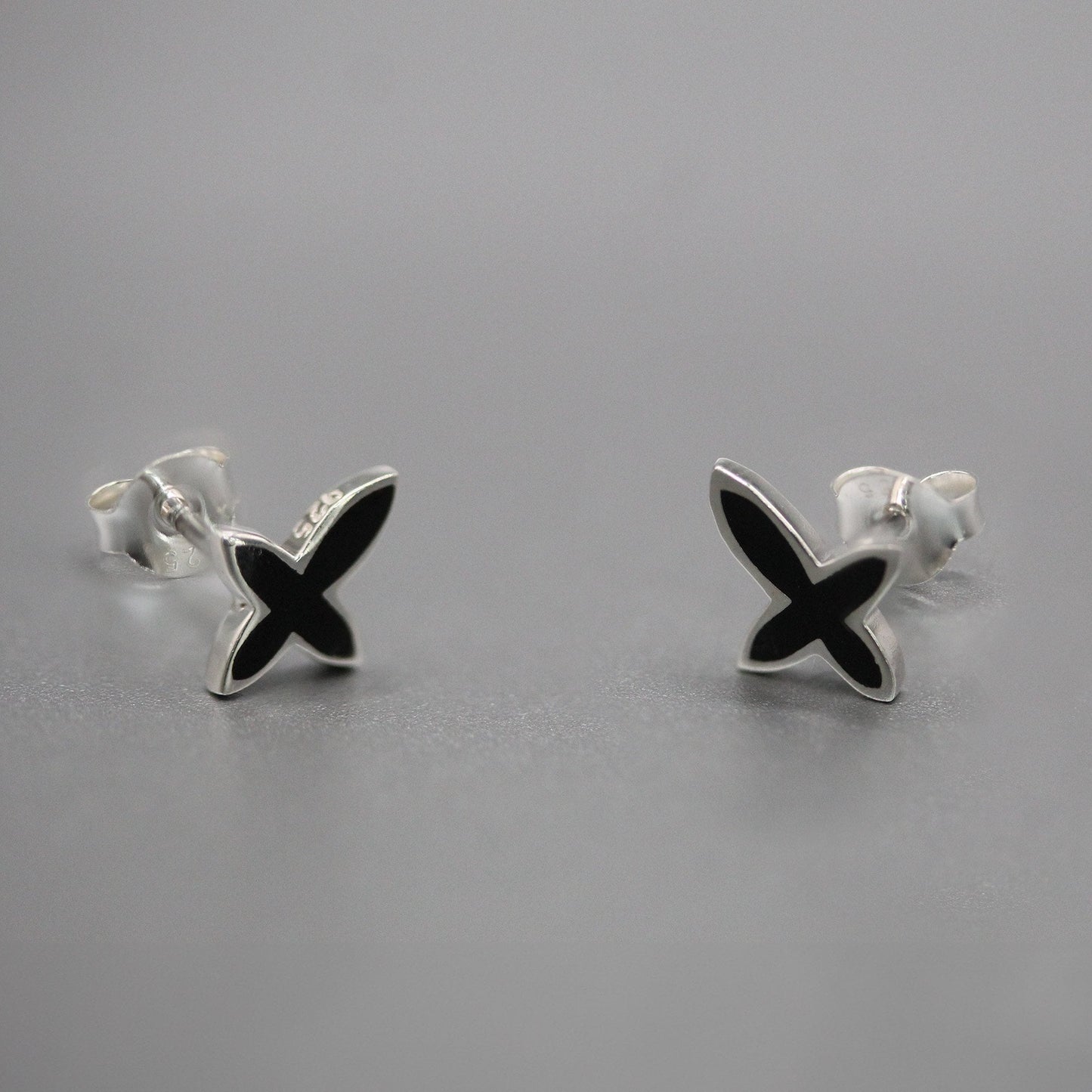 Silver Embellished Cross Ear Studs