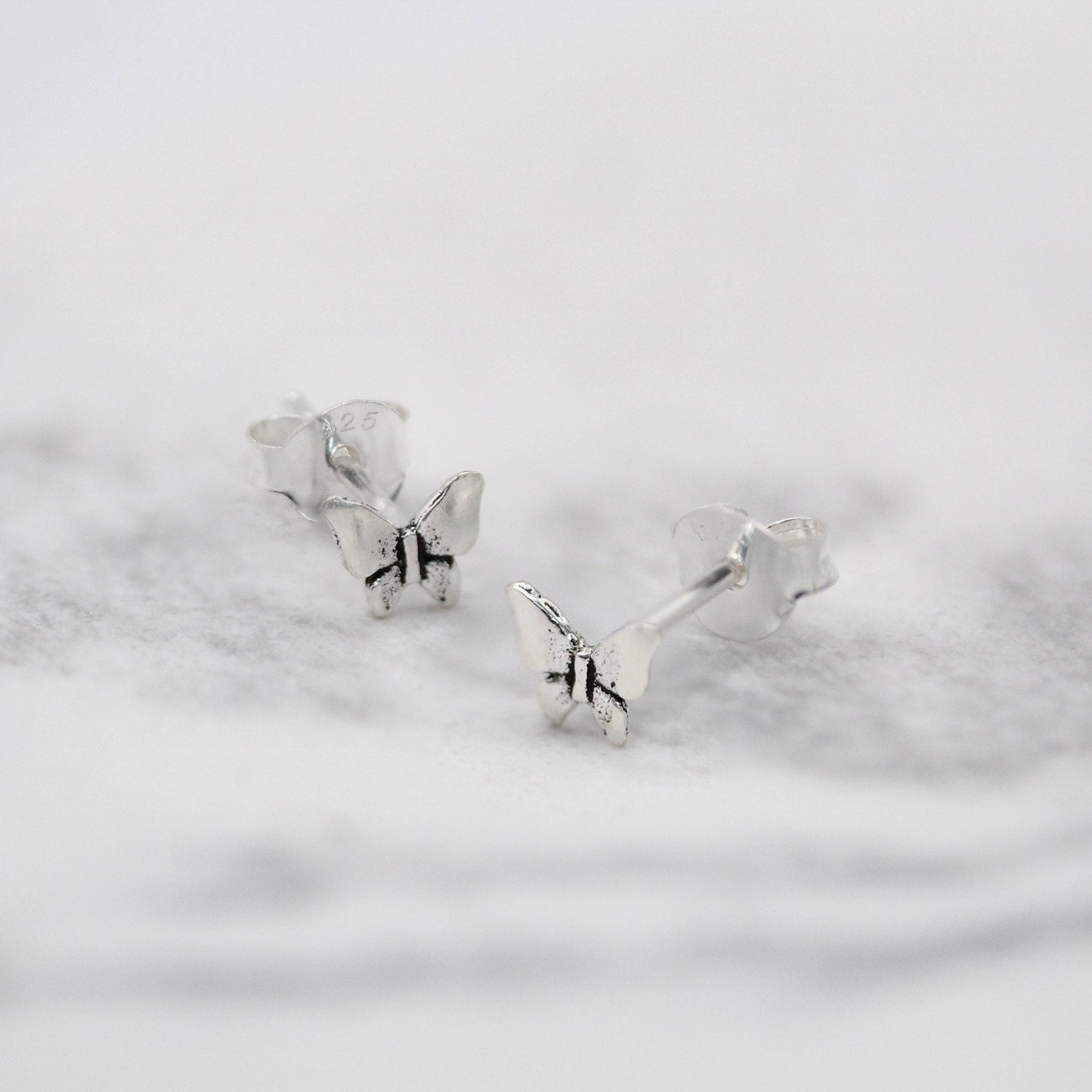 Silver Dainty Butterfly Studs