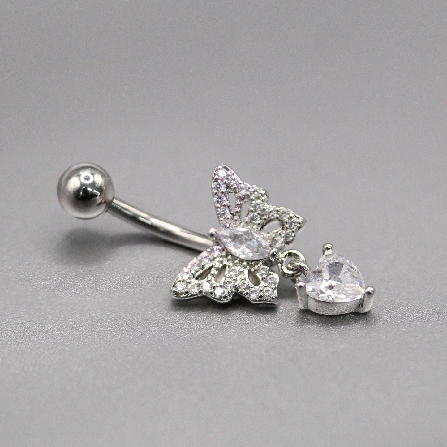 Steel Charmed Butterfly Belly Bar