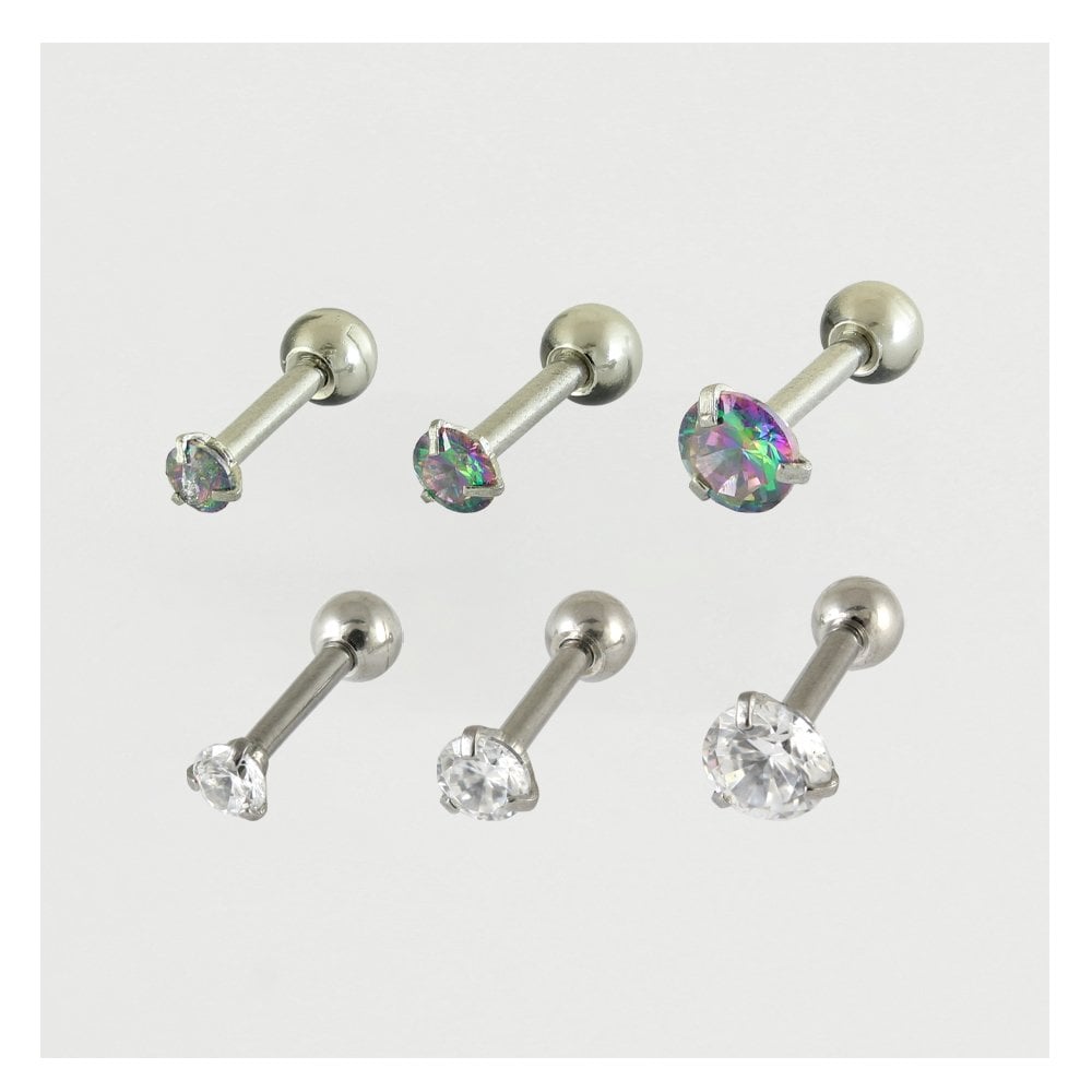Steel Clawset Jewelled Ear Bar