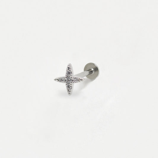 Steel 4-Point Star Flatback Labret