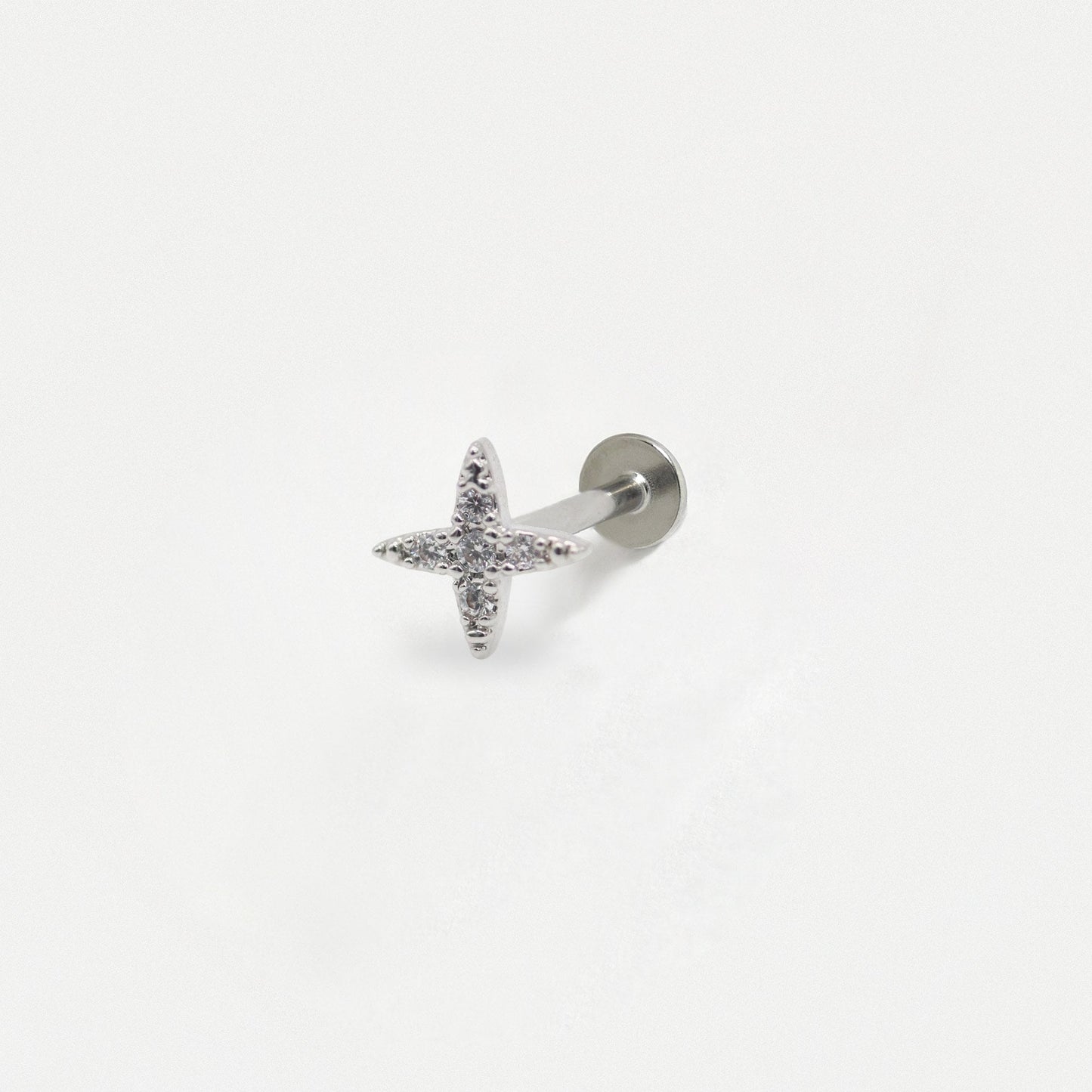 Steel 4-Point Star Flatback Labret