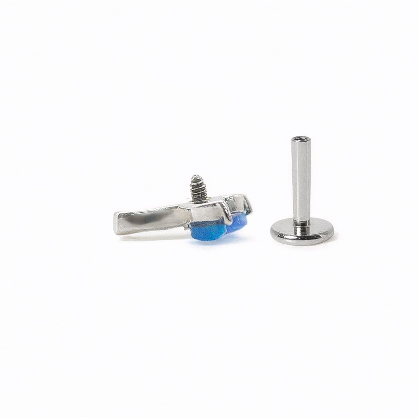 Steel Blue Synthetic Opal Petal Labret