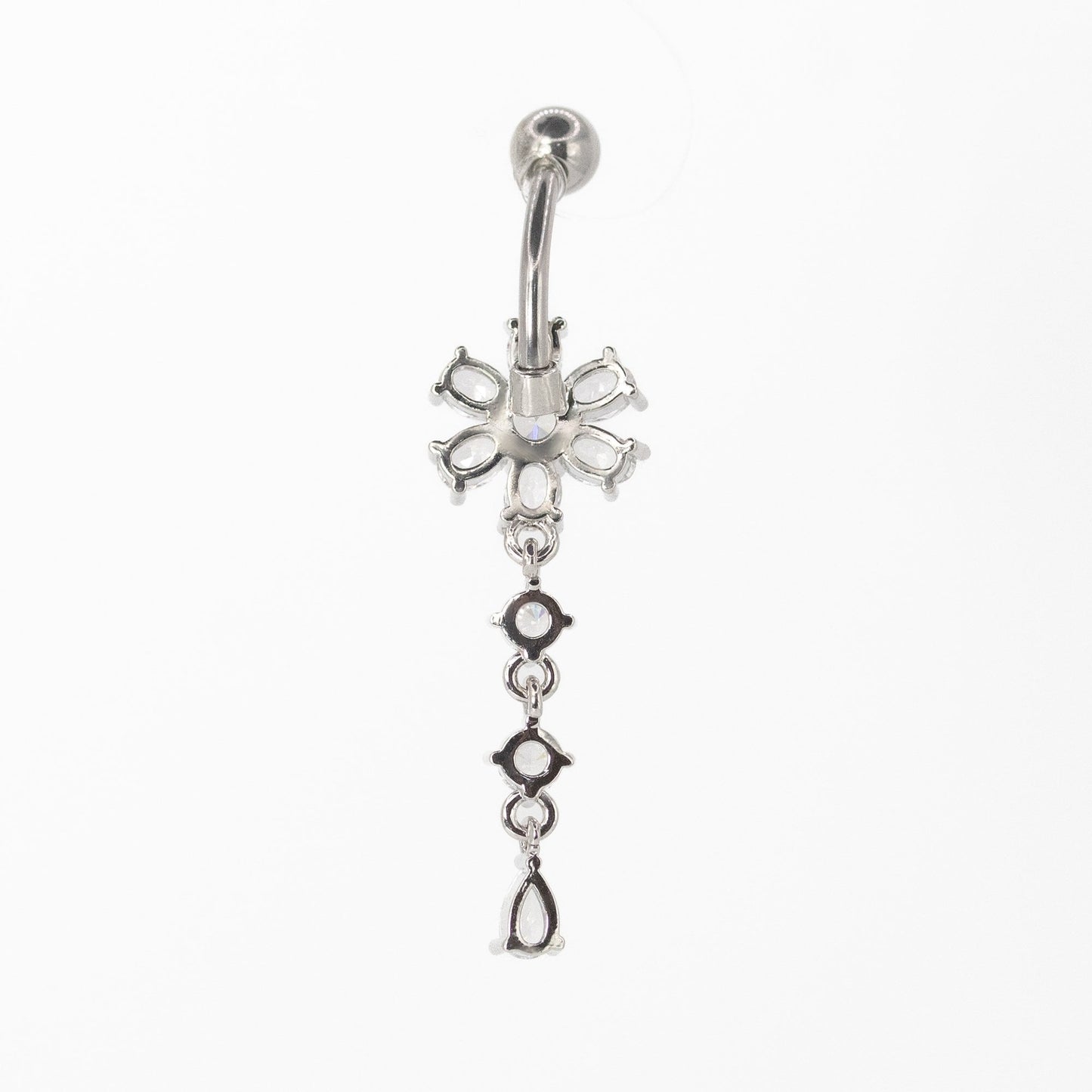Steel Crystal Bloom Drop Belly Bar
