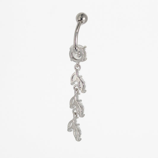 Steel Crystal Vine Dangle Belly Bar