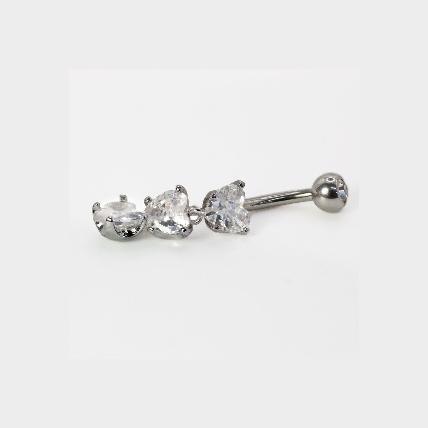 Steel Triple Heart Radiance Dangle Belly Bar