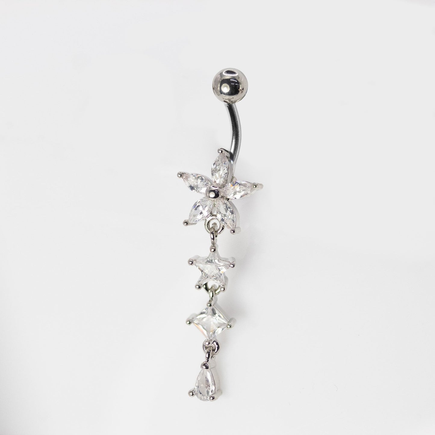Steel Flower & Celestial Dangle Belly Bar