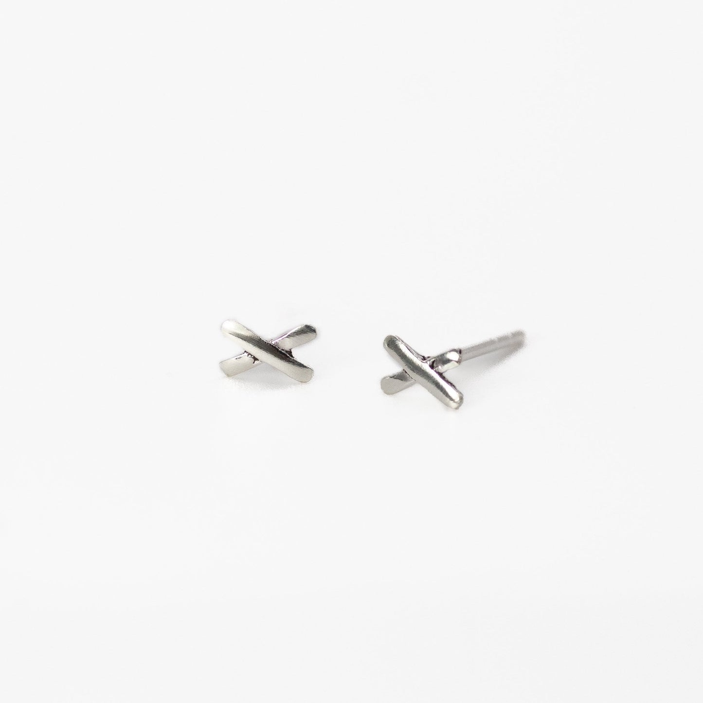 Silver X Kiss Stud Earrings