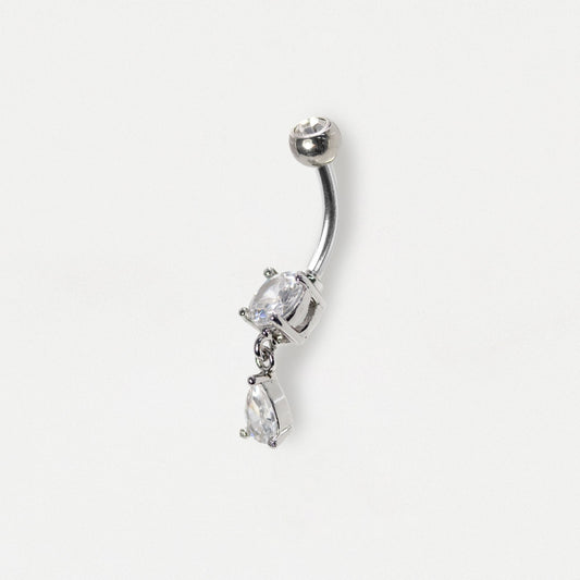 Steel Solitaire Teardrop Dangle Belly Bar