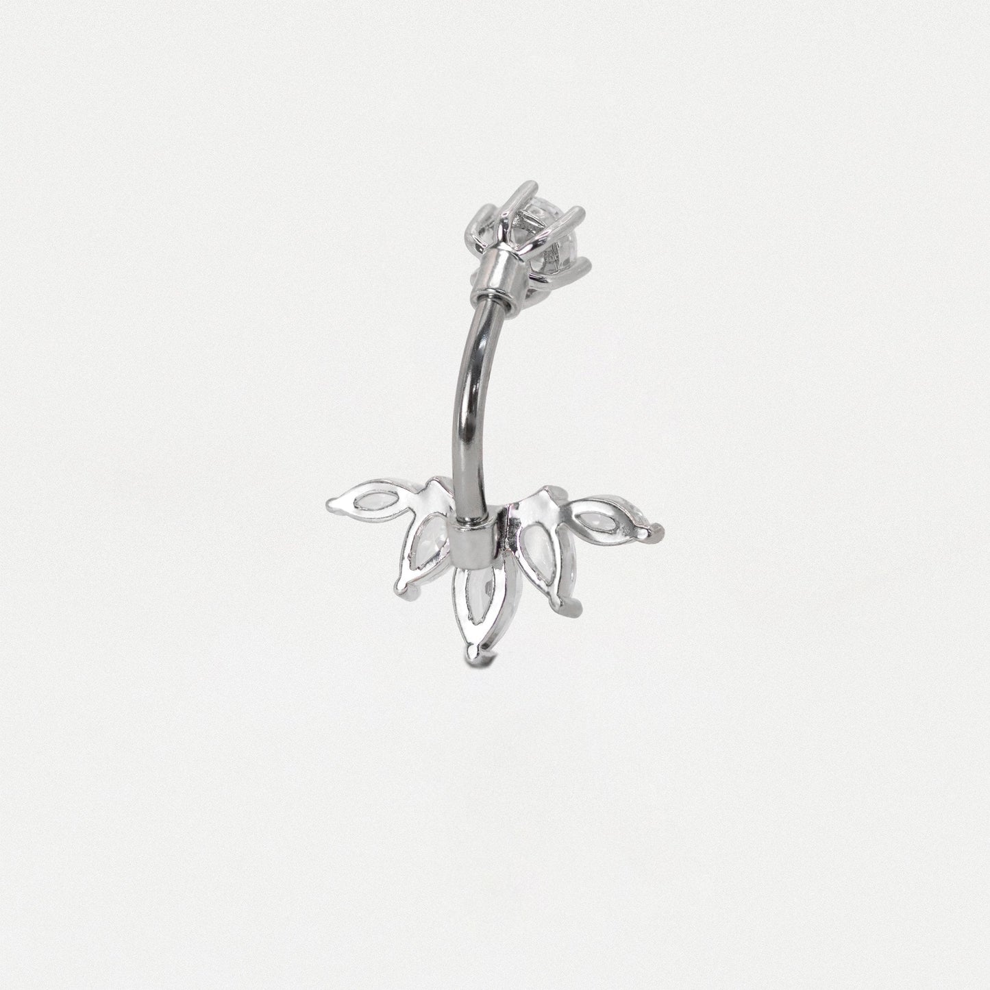 Steel Five Petal Crystal Belly Bar