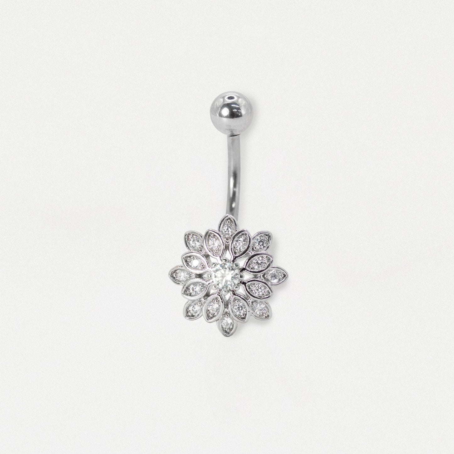 Steel Multi-Petal Crystal Flower Belly Bar