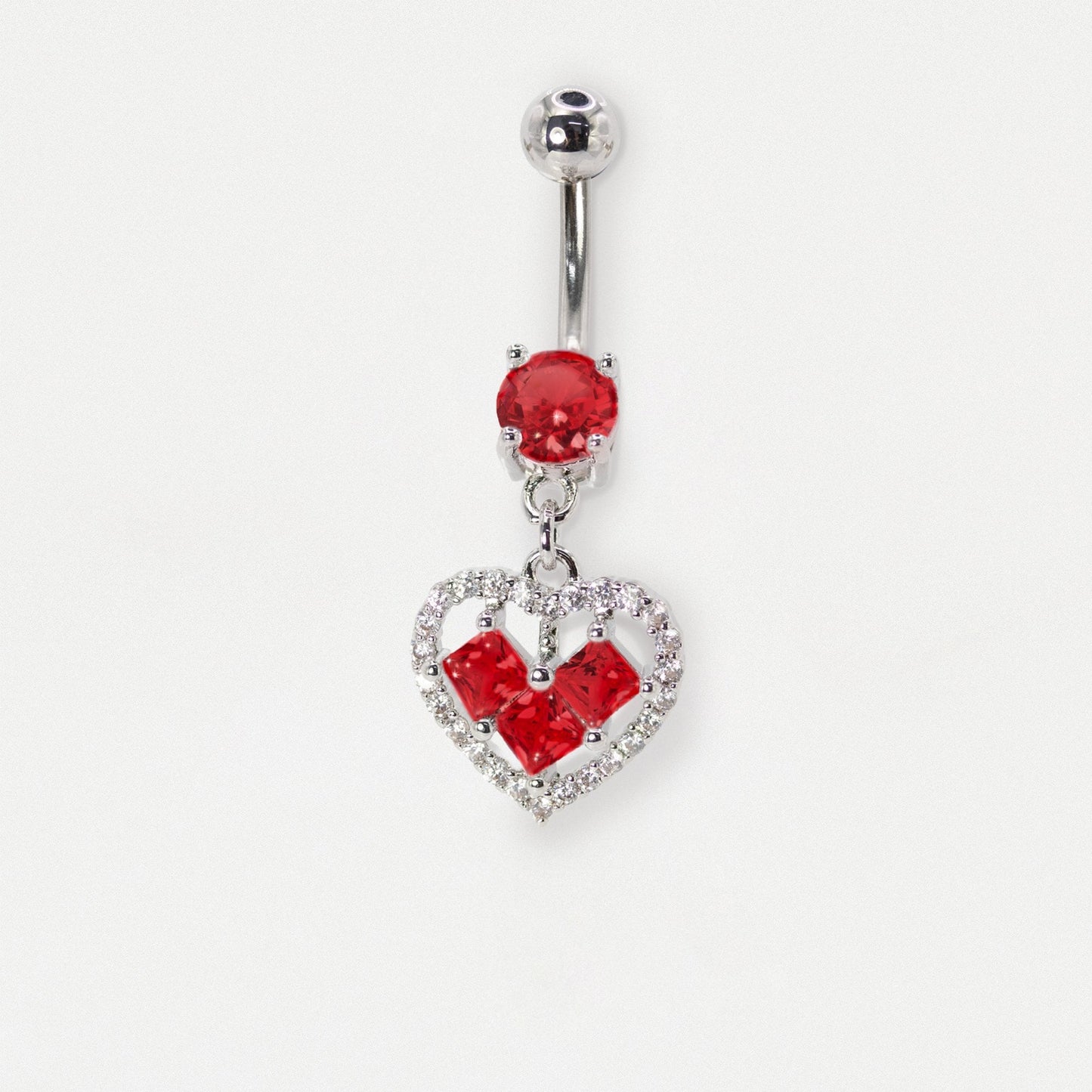 Steel Crystal Cut-Out Heart Belly Bar