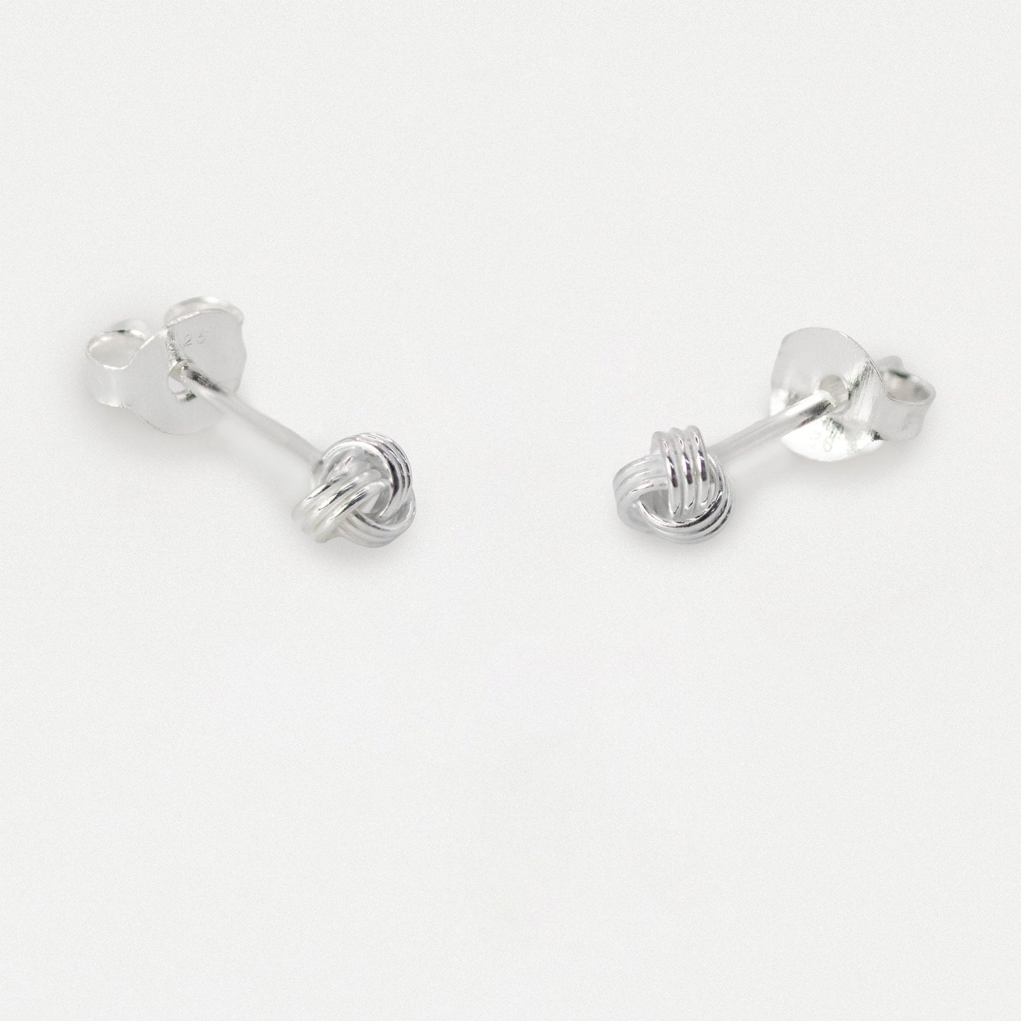 Silver Love Knot Stud Earrings - 4mm