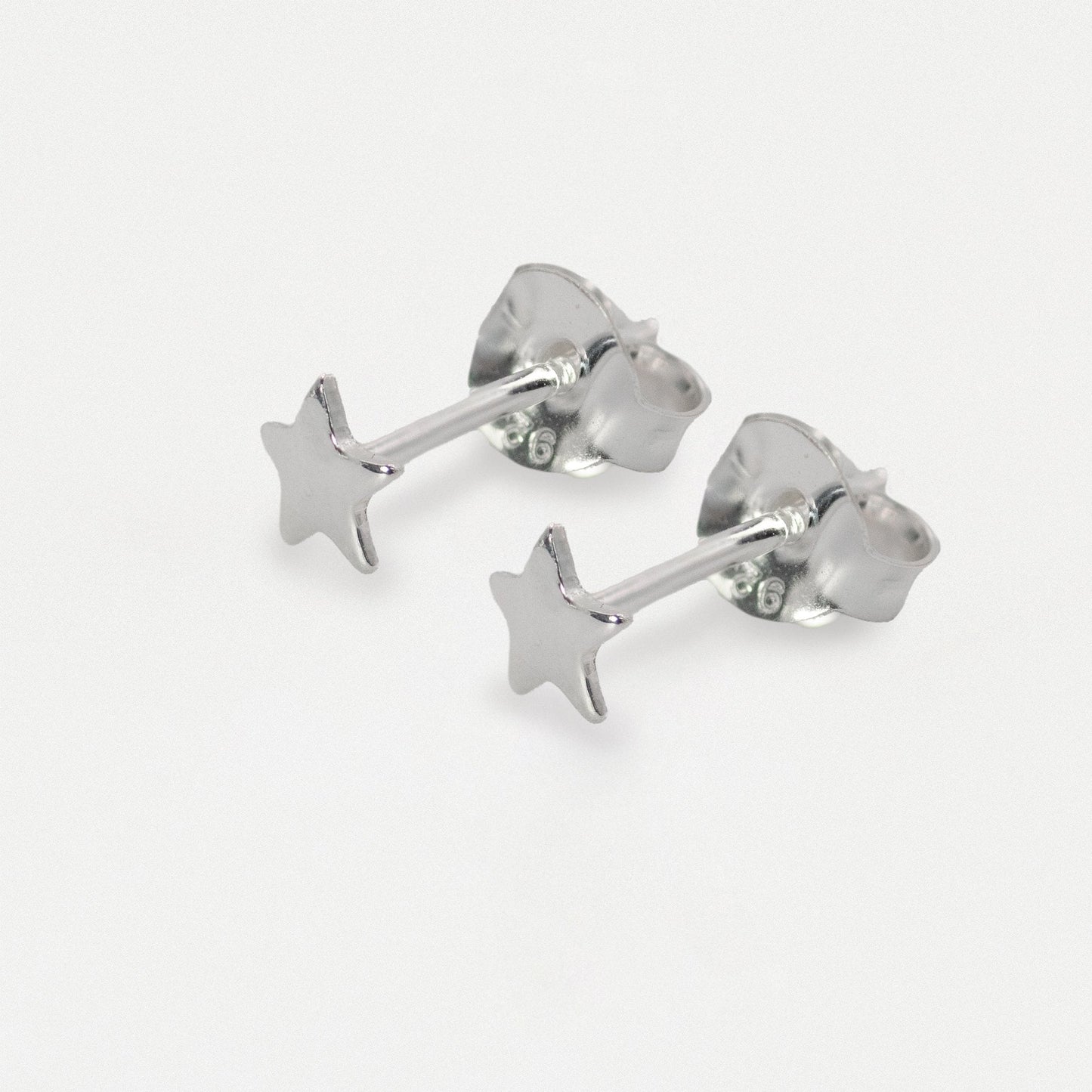 Silver Plain Flat Star Ear Studs - 3mm, 4mm & 5mm