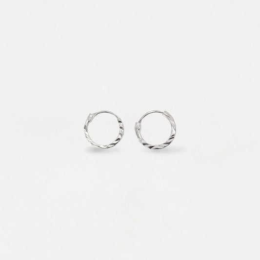 Silver Diamond Cut Twist Hoop Earrings - 8 & 10mm