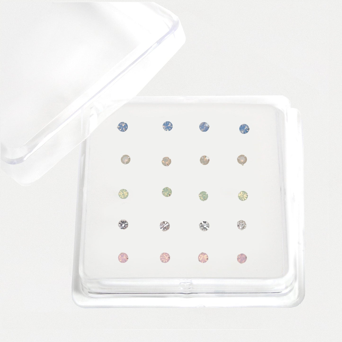 Silver Sorbet Round Bezel Nose Studs - 2mm