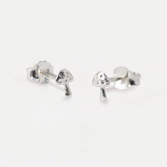 Silver Micro Mushroom Ear Studs