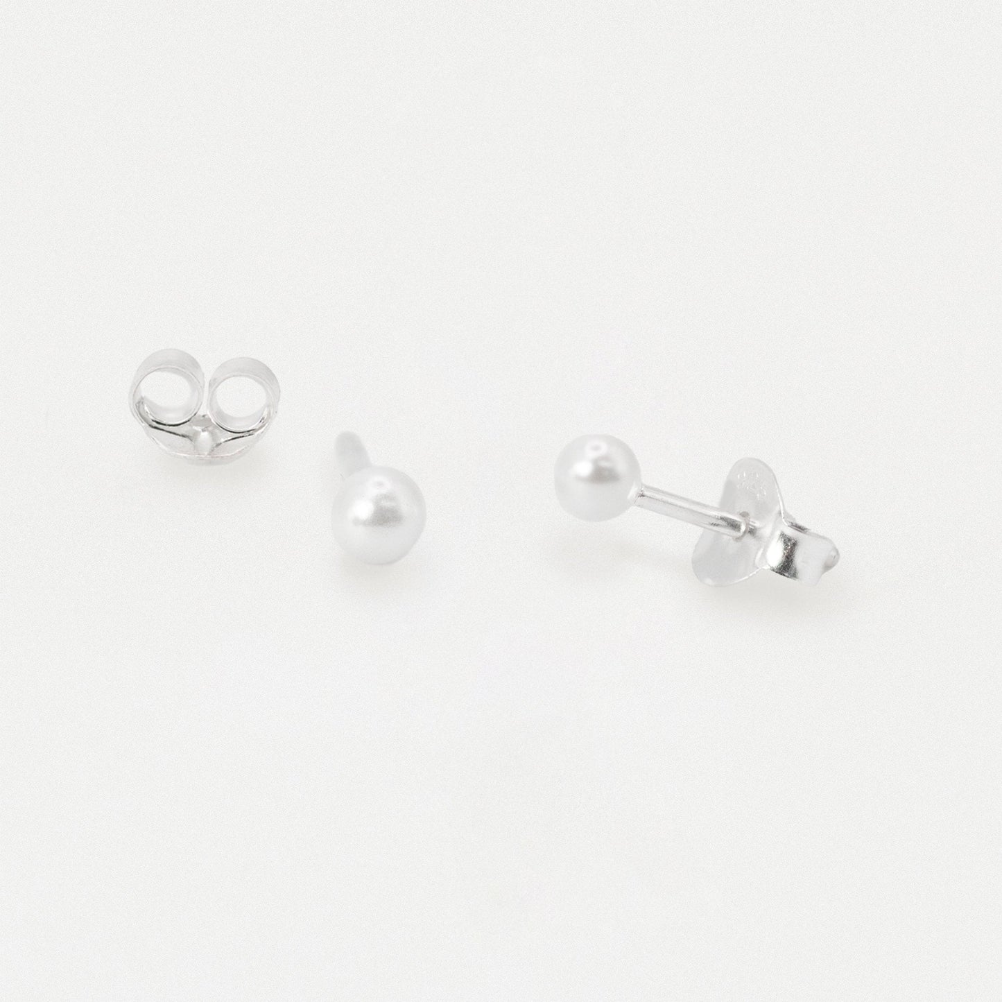 Silver Petite Pearl Stud Earrings - 3mm