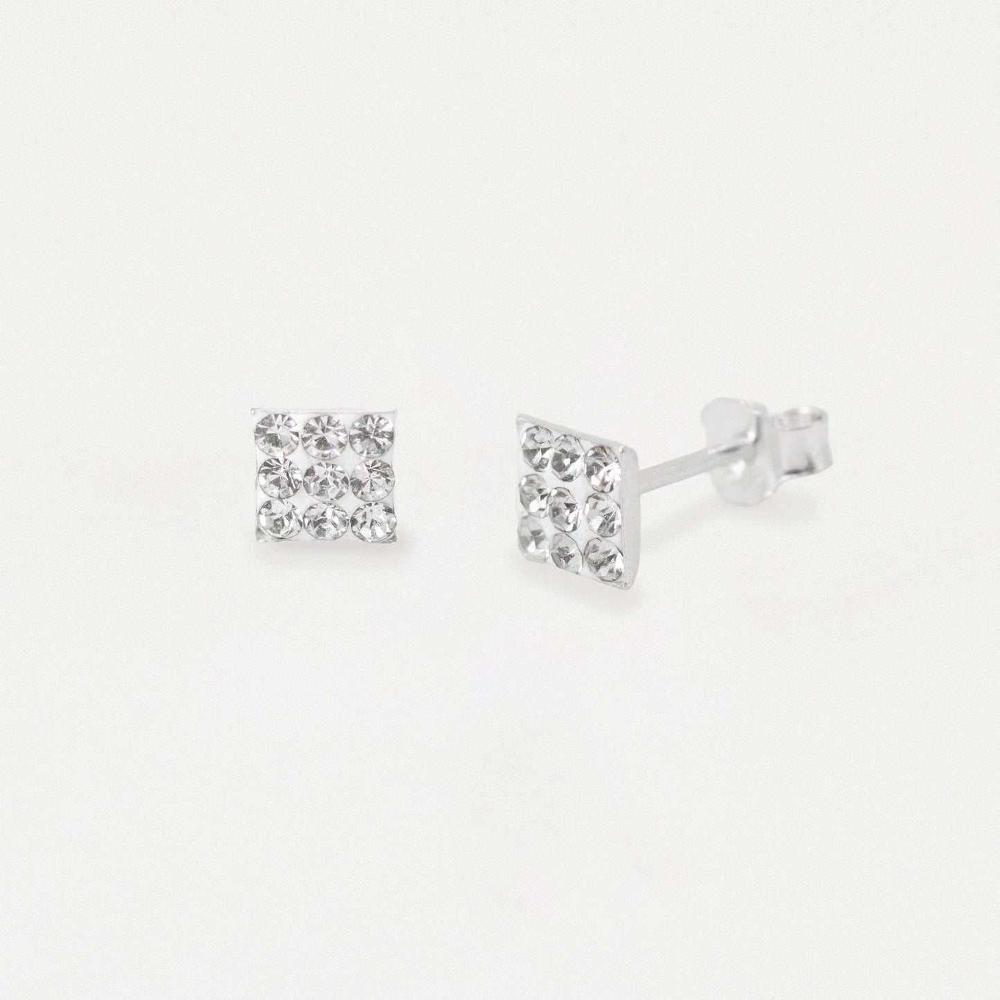 Silver Shimmer Square Stud Earrings - 5mm