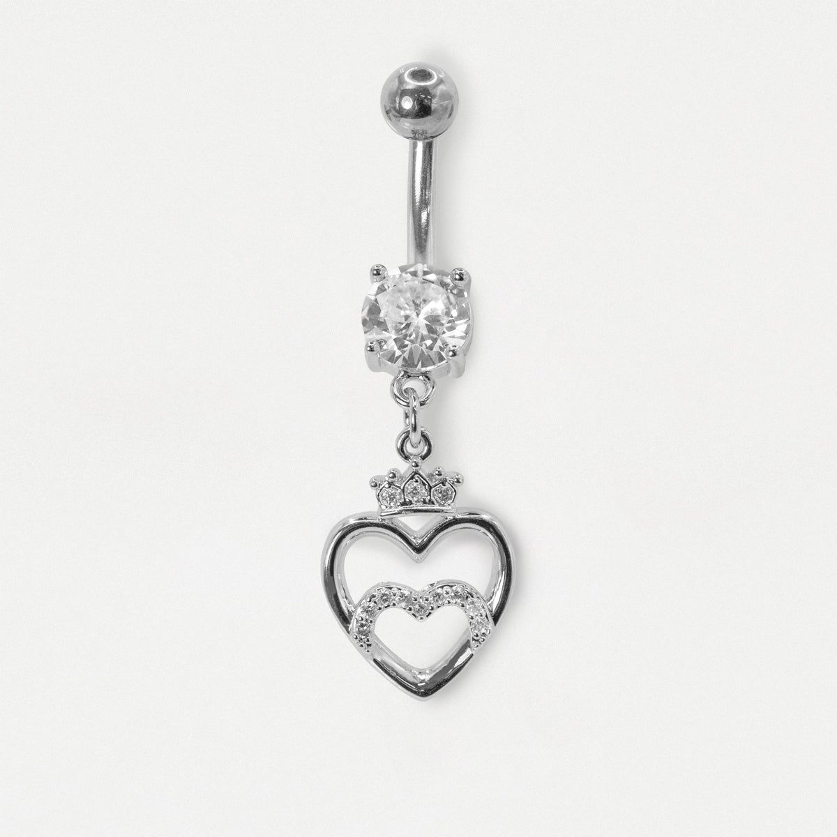 316L Steel & Gold PVD Crown Open Heart Belly Bar
