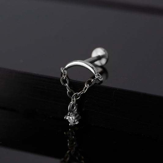 Steel Hidden Flat Back with Crystal Drop