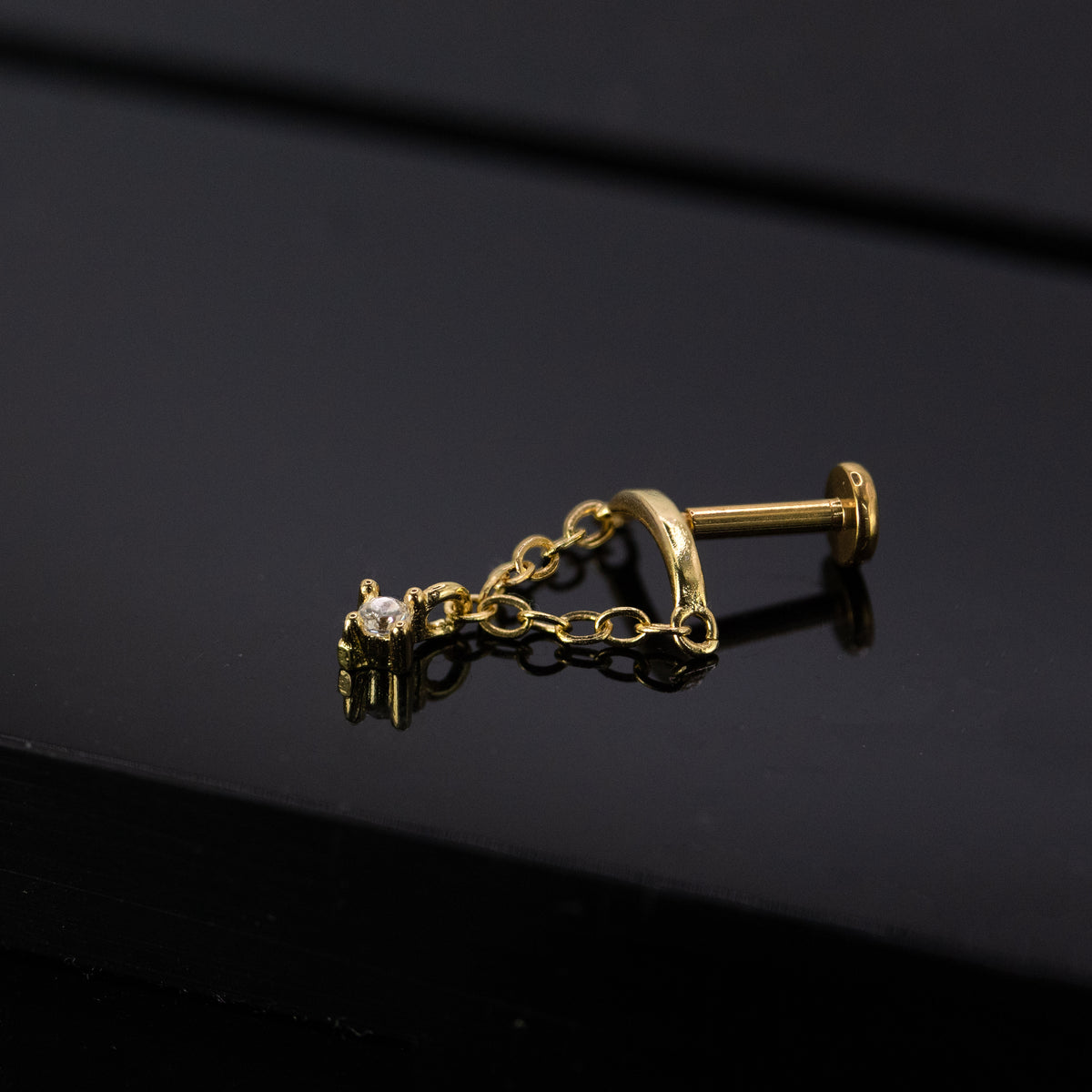 Steel Hidden Flat Back with Crystal Drop