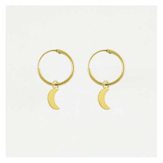 Gold Plated Silver Luna Crescent Moon Hoop Earrings